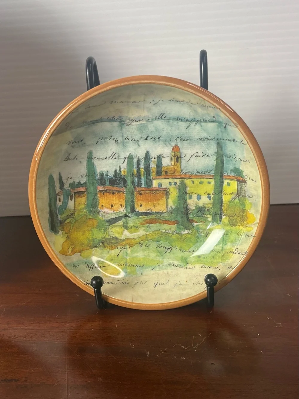 Paysage Salad/Dessert Plate With Dipping Bowl By artist Marc Lacaze